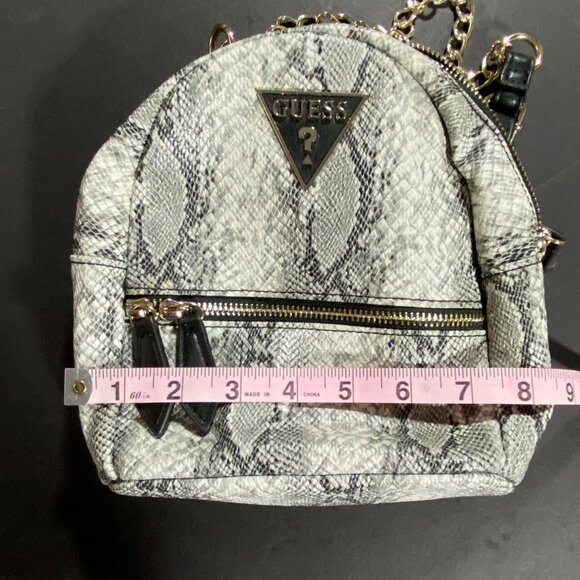 Guess Mini Petite Backpack Chain Strap Snake Print Faux Leather - Picture 8 of 8